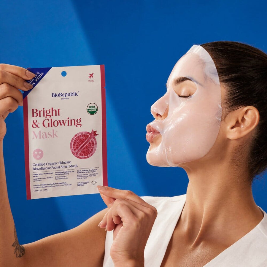 Bright and Glowing Organic Facial Sheet Mask Sheet Mask BioRepublic 