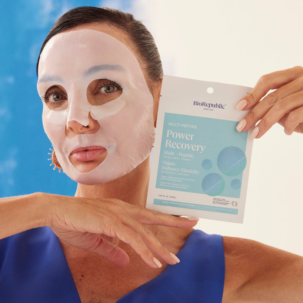 Multi - peptide Power Recovery Mask - BioRepublic SkinCare | Face Mask Sheets | Vegan Skincare